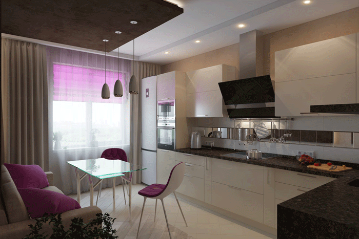 Дизайн кухни с диваном 12 кв м фото