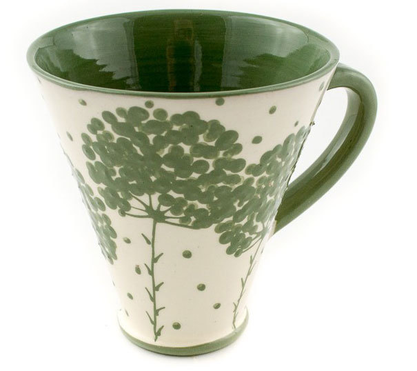 Голяма керамична чаша "Бяло и зелено"